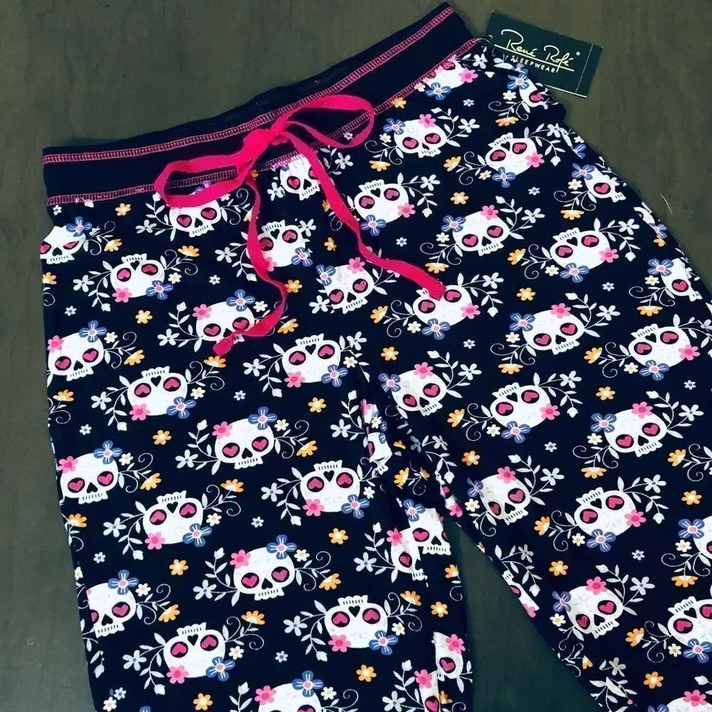 Day of the Dead Floral Sugar Skulls PJ Pants S